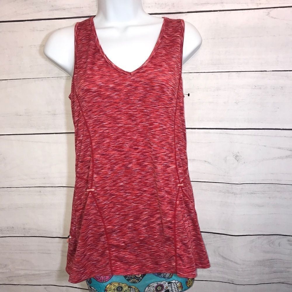 Athleta Watermelon V Neck Pop Space Dye Run Tank-S